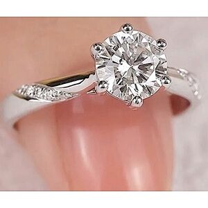 NEW 1Ct Simulated Diamond 14k White Gold-Plated S925 Engagement Ring, Size 8